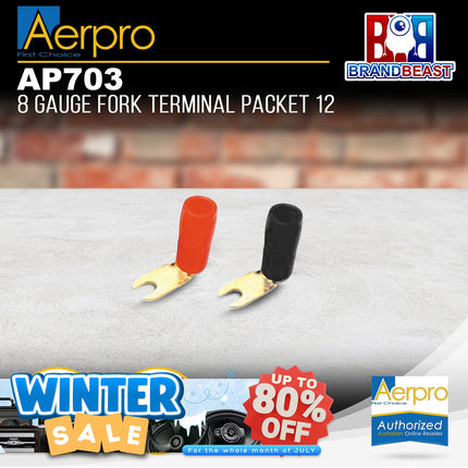 Aerpro AP703 8 Gauge Fork Terminal Packet of 12