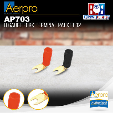 Aerpro AP703 8 Gauge Fork Terminal Packet of 12