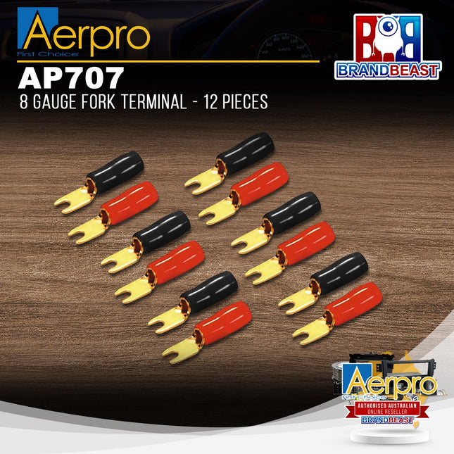 Aerpro AP707 8 Gauge Fork Terminal - 12 Pieces