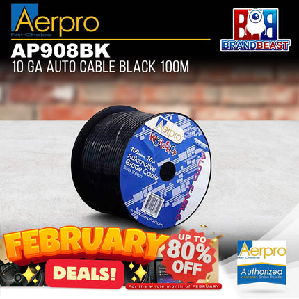 Aerpro AP908BK 100m 10GA Auto Cable Black