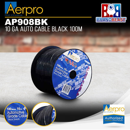 Aerpro AP908BK 100m 10GA Auto Cable Black