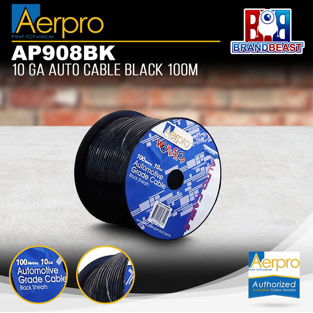 Aerpro AP908BK 100m 10GA Auto Cable Black