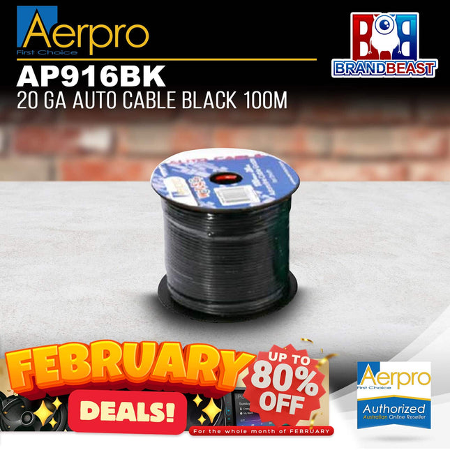 Aerpro AP916BK 20 Gauge Black Auto Cable - 100M