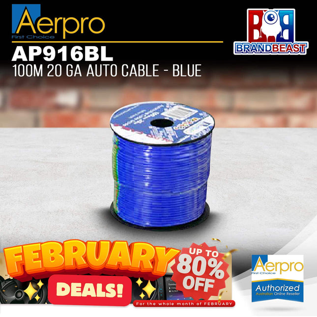 Aerpro AP916BL 100M 20GA Automotive Hook Up Wire Cable - Blue