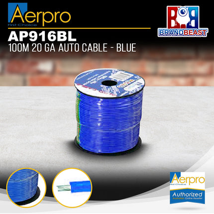Aerpro AP916BL 100M 20GA Automotive Hook Up Wire Cable - Blue