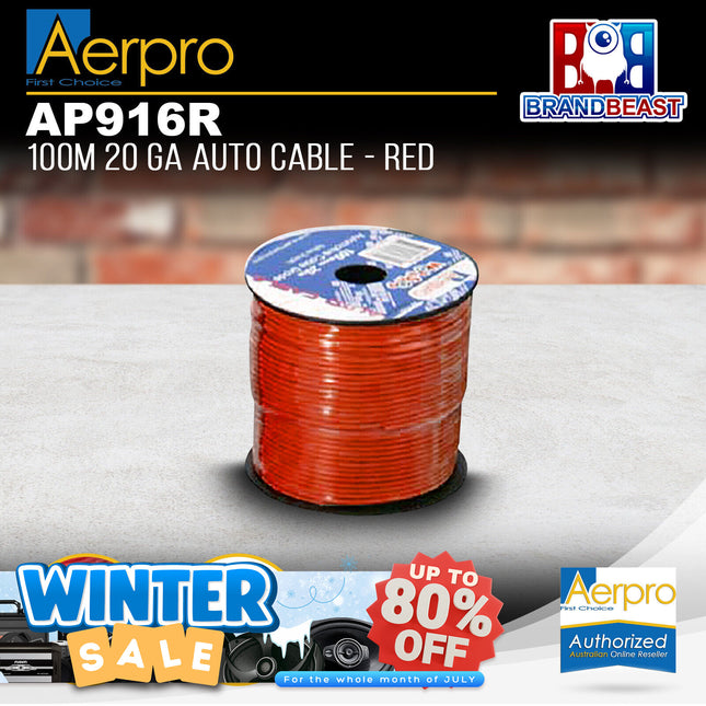 Aerpro AP916R 100M 20GA Red Auto Cable