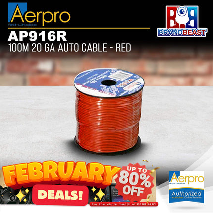 Aerpro AP916R 100M 20GA Red Auto Cable