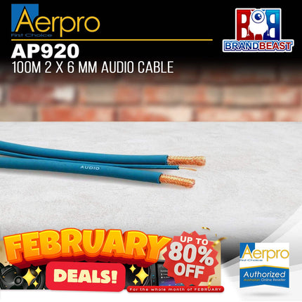 Aerpro AP920 100m 2x6mm Audio Cable