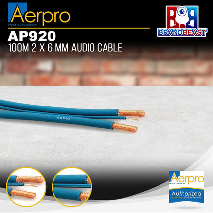 Aerpro AP920 100m 2x6mm Audio Cable
