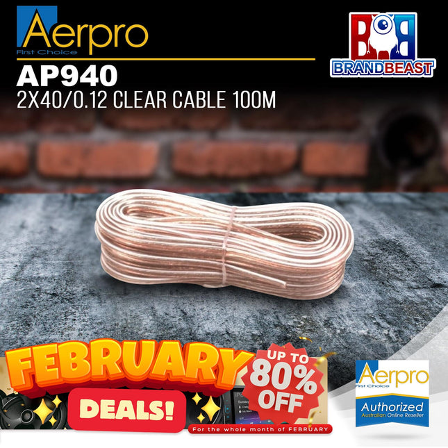 Aerpro AP940 100m 2x40/0.12 Clear Cable