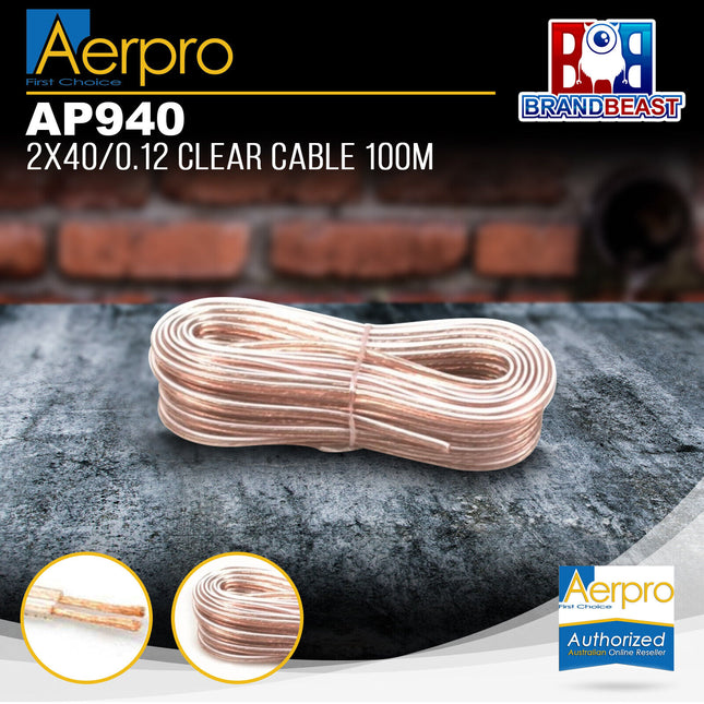 Aerpro AP940 100m 2x40/0.12 Clear Cable