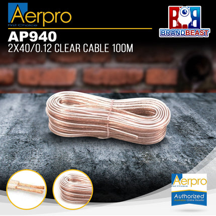 Aerpro AP940 100m 2x40/0.12 Clear Cable