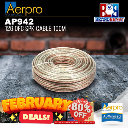 Aerpro AP942 12 Gauge OFC 100m Reel Speaker Cable