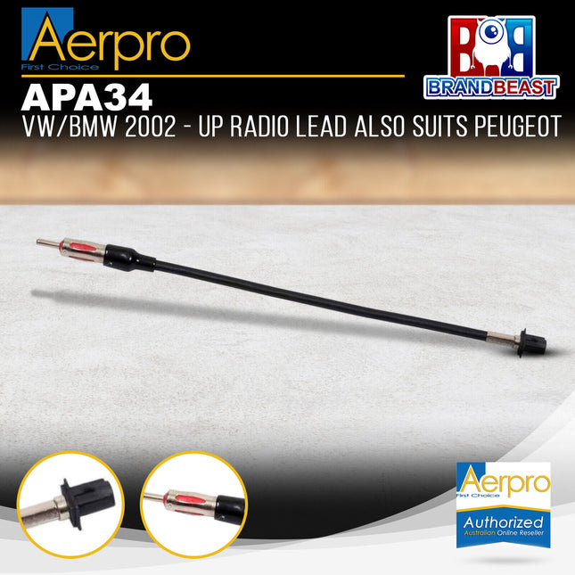 Aerpro APA34 VW/BMW 2002 - Up Radio Lead Also Suits Peugeot