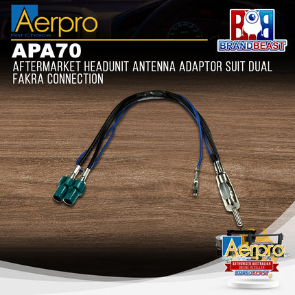 Aerpro APA70 Aftermarket Headunit Antenna Adaptor Suit Dual Fakra Connection