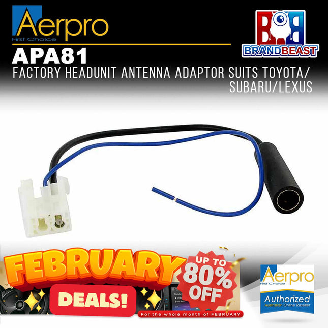 Aerpro APA81 Factory Headunit Antenna Adaptor Suit Toyota/Subaru Vehicles