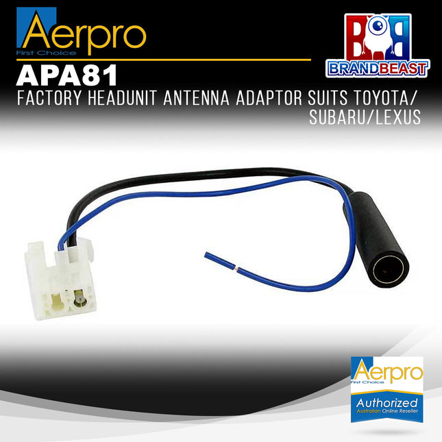 Aerpro APA81 Factory Headunit Antenna Adaptor Suit Toyota/Subaru Vehicles