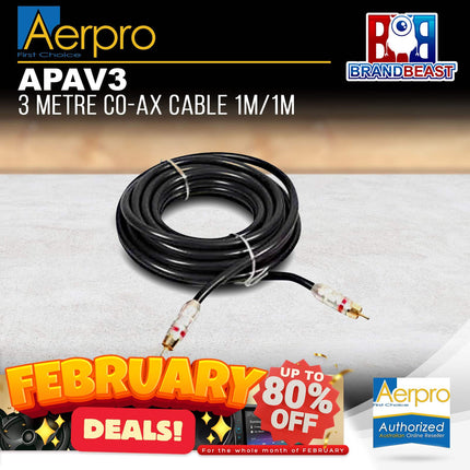 Aerpro APAV3 3M RCA Coaxial Cable 1M/1M