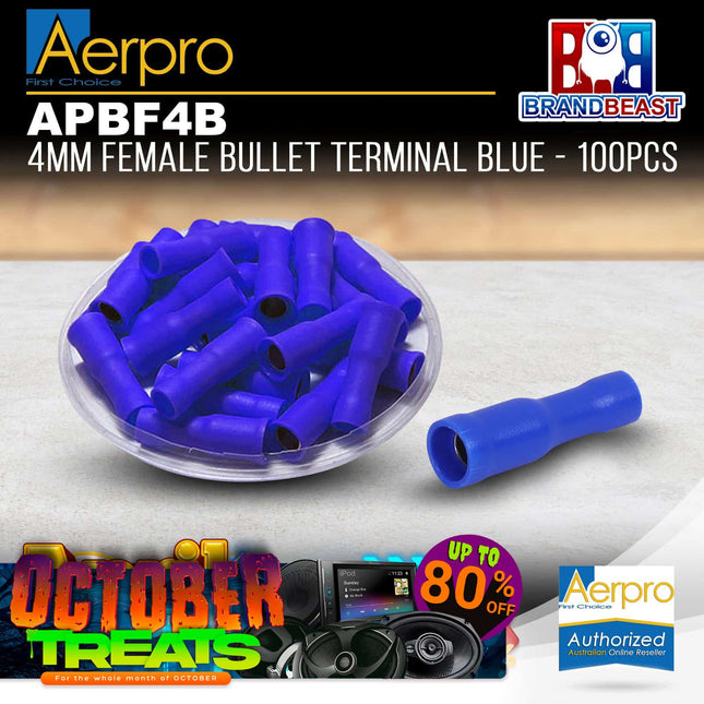 Aerpro APBF4B 4mm Female Bullet Terminal Blue - 100pcs