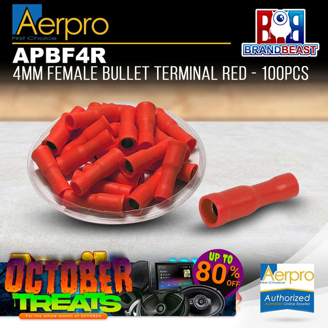 Aerpro APBF4R 4mm Female Bullet Terminal Red - 100pcs