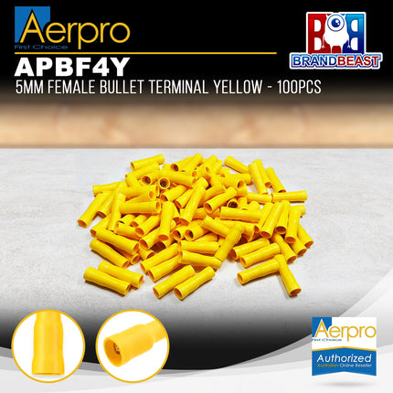 Aerpro APBF4Y 5mm Female Bullet Terminal Yellow - 100pcs