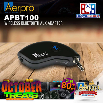 Aerpro APBT100 3.5mm Wireless AUX Bluetooth V4.2 Audio Adaptor