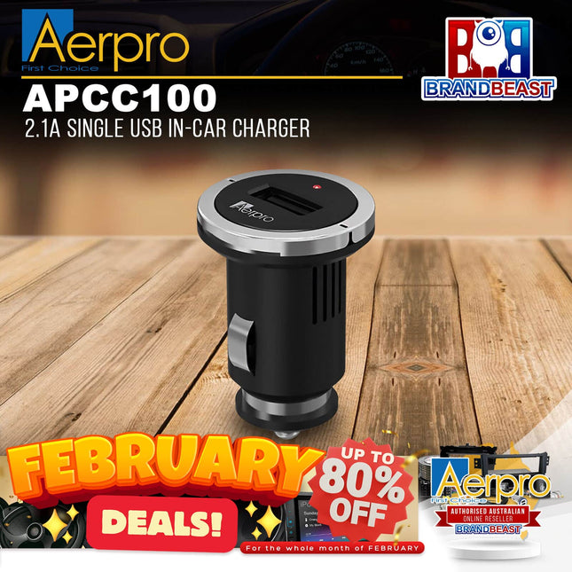 Aerpro APCC100 2.1A Single USB In-Car Charger