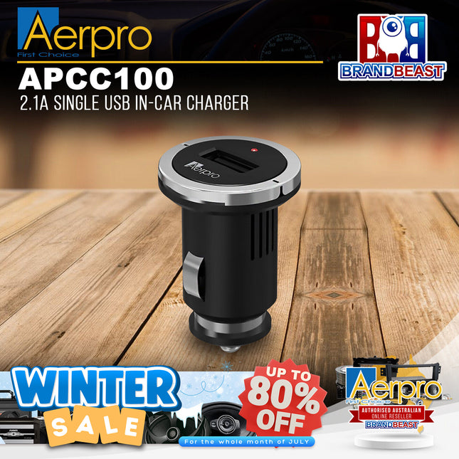 Aerpro APCC100 2.1A Single USB In-Car Charger