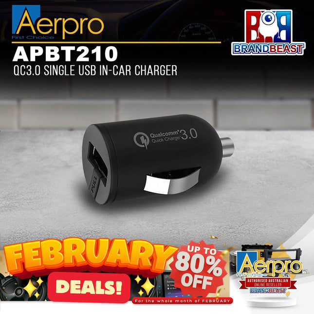 Aerpro APCC110 QC3.0 Single USB In-Car Charger