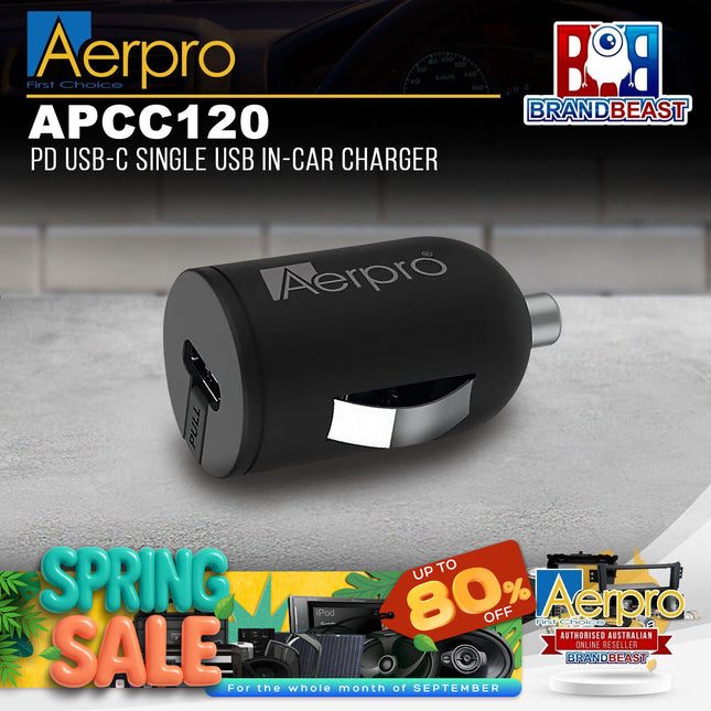 Aerpro APCC120 PD USB-C Single USB In-Car Charger