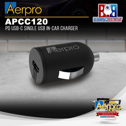 Aerpro APCC120 PD USB-C Single USB In-Car Charger