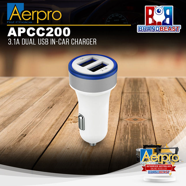Aerpro APCC200 3.1A Dual USB In-Car Charger