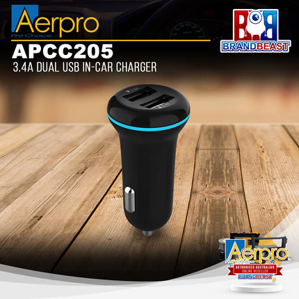 Aerpro APCC205 3.4A Dual USB In-Car Charger