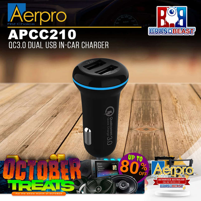 Aerpro APCC210 QC3.0 Dual USB In-Car Charger