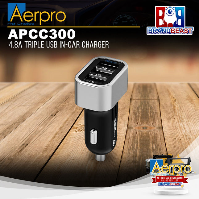 Aerpro APCC300 4.8A Triple USB In-Car Charger