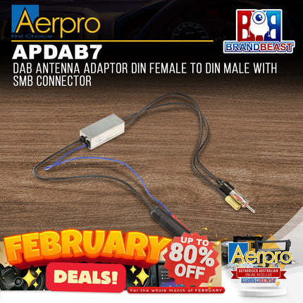 Aerpro APDAB7 DAB Antenna Adaptor DIN Female To DIN Male With SMB Connector