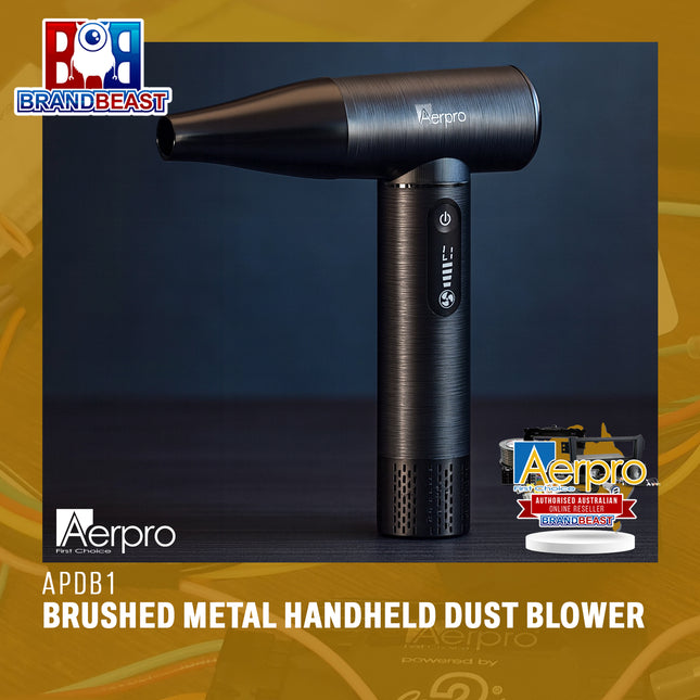 Aerpro APDB1 Brushed Metal Handheld Dust Blower – 130,000 RPM, USB-C, LED Display