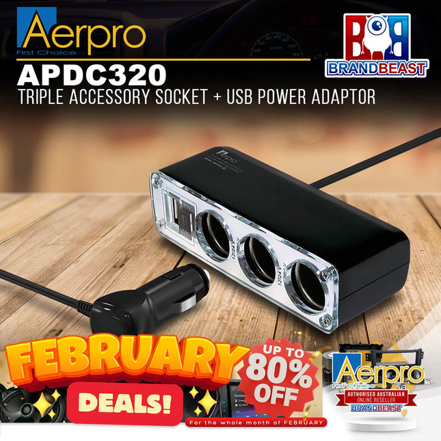 Aerpro APDC320 Triple Accessory Socket + USB Power Adaptor