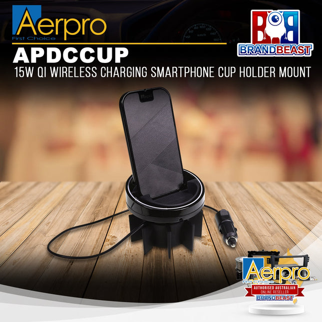 Aerpro APDCCUP 15W QI Wireless Charging Smartphone Cup Holder Mount