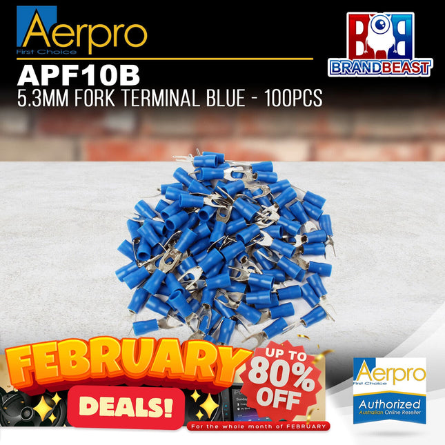 Aerpro APF10B 5.3mm Fork Terminal Blue - 100pcs