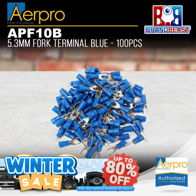Aerpro APF10B 5.3mm Fork Terminal Blue - 100pcs