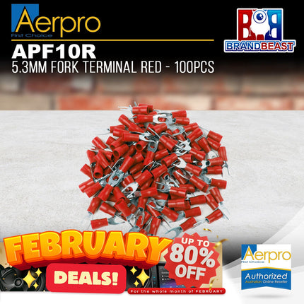 Aerpro APF10R 5.3mm Fork Terminal Red - 100pcs