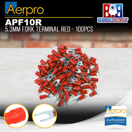 Aerpro APF10R 5.3mm Fork Terminal Red - 100pcs