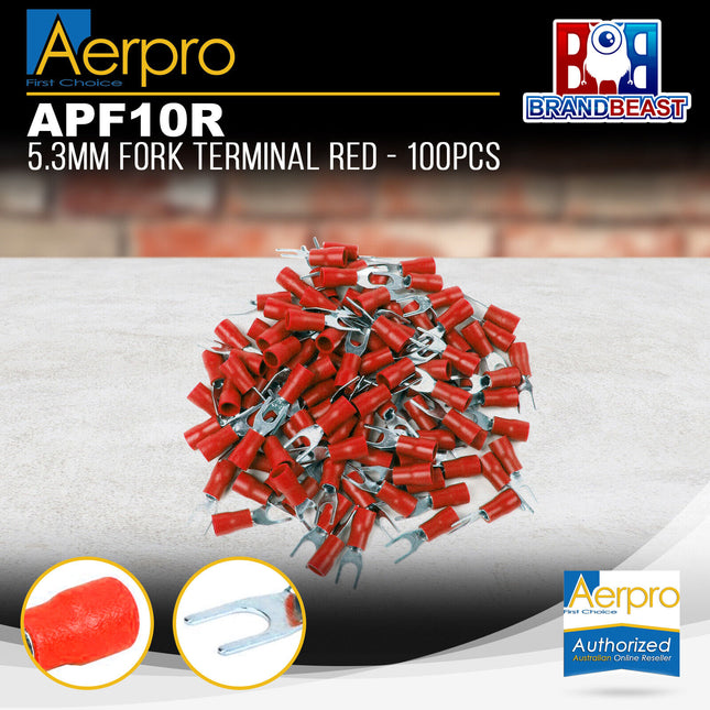 Aerpro APF10R 5.3mm Fork Terminal Red - 100pcs