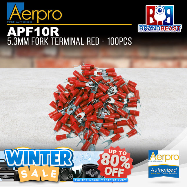 Aerpro APF10R 5.3mm Fork Terminal Red - 100pcs