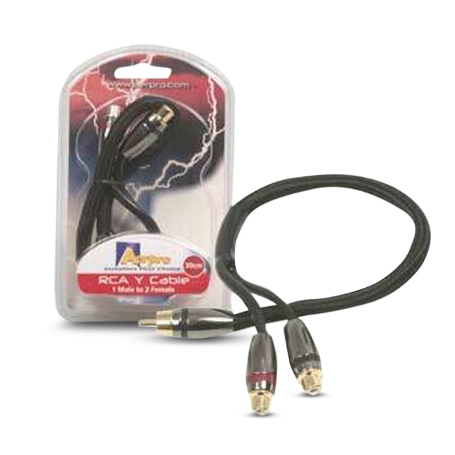 Aerpro APF1M2F 1M/2F 30cm RCA Y Cable Cotton Covered With Metal Plugs