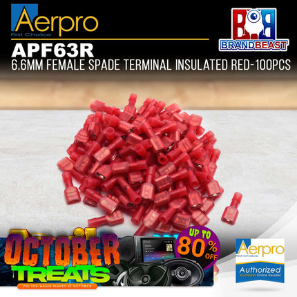 Aerpro APF63R 6.6mm Female Spade Terminal Insulated Red - 100 Pcs.