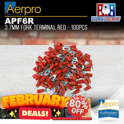 Aerpro APF6R 3.7mm Fork Terminal Red - 100pcs