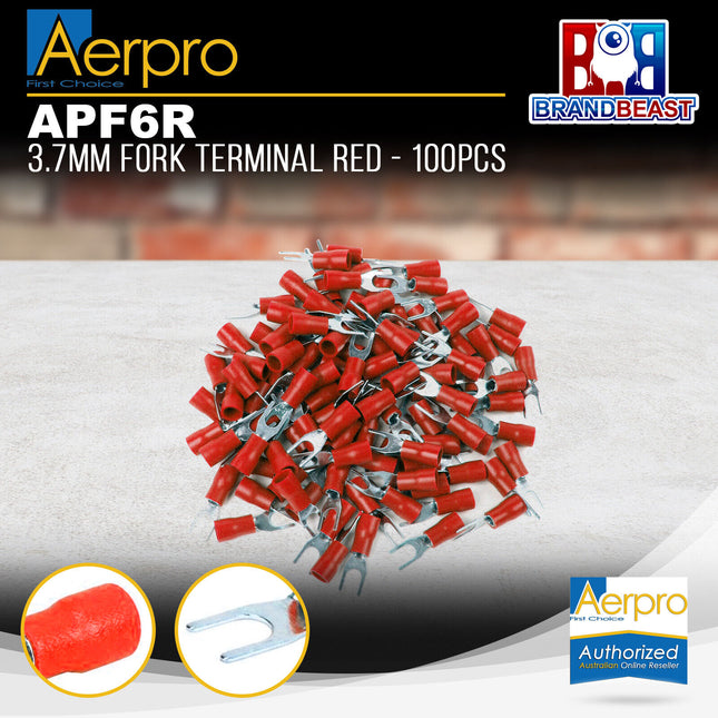 Aerpro APF6R 3.7mm Fork Terminal Red - 100pcs