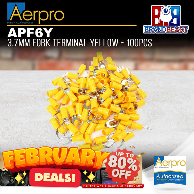 Aerpro APF6Y 3.7mm Fork Terminal Yellow - 100 Pcs.